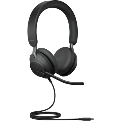 Bild av Jabra Evolve2 40 SE Trådbundet stereo headset med brusreducering och 3 mikrofonteknik USB C kabel Kompatibel alla ledande enhetliga kommunikationsplattformar Svart
