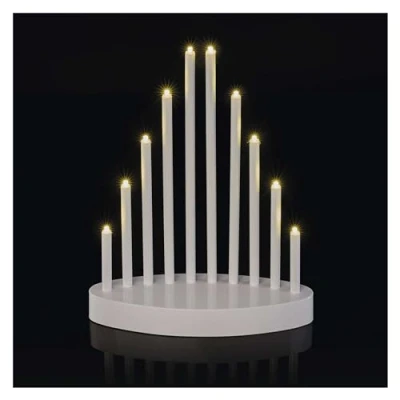 Bild av EMOS LED ljusstake med 10 ljus, vit, batteridriven 3 x AA, inomhus IP20, 6/18 h timerfunktion, 24, 5 20 cm, DCAW01, 24,5 cm