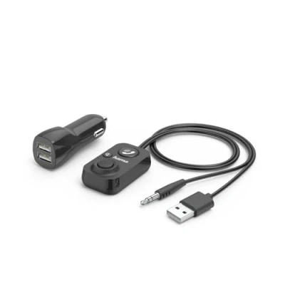 Bild av Hama Bluetooth handsfree enhet för bilar med aux ingång (med 2 vägs USB laddare, trådlöst samtal och lyssna på musik via bilhögtalare, 3,5 mm jackadapter, billjud, 5.1)