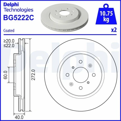 Bild av Bromsskiva DELPHI BG5222C