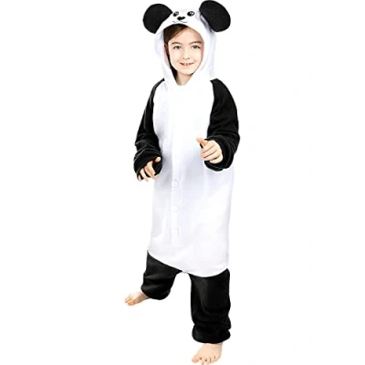 Bild av Funidelia Kigurumi Panda Maskeraddräkt för flicka och pockje Djur, Björn barn roliga tillbehör fester, karneval Halloween Storlek 135 152 cm Vit