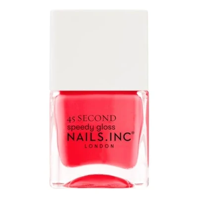 Bild av Nails Inc BROWING ON BOND STREET Quick Drying nagellack varm korallröd snabbtorkande på 45 sekunder nagelförstärkning med hexanal, kalcium, magnesium cruelty free perfekt manikyr