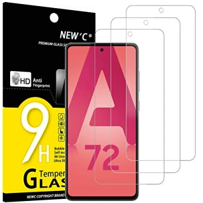Bild av NEW&#039;C 3 Pack, skärmskydd i glas för Samsung Galaxy A72 / 5G, bubbelfri, 9H hårdhet, 0,33 mm ultratransparent, ultrabeständigt härdat