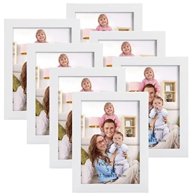 Bild av Giftgarden Fotoramar 13 x 18, ram 18 vit gjord av träram uppsättning om 7, för att dekorera vardagsrum, hallar, sovrum, kontor