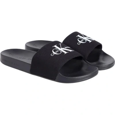 Bild av Calvin Klein Jeans Slide Monogram Slipins, Storlek: 45, Triple black Bomull