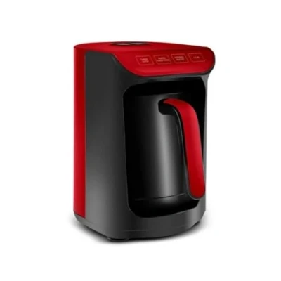 Bild av KARACA Hatır Köz Turkisk kaffemaskin, 300 ml kapacitet, 5 koppar turkiskt kaffe, automatisk avstängning och temperaturkontroll, autentisk kolsmak, 535 W, röd