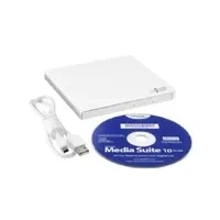 Bild av Hitachi LG GP57 Extern bärbar Super Multi DVD brännare, Ultra Slim, USB 2.0, DVD+/ RW, CD ROM/RAM kompatibel, TV port, Windows 10 och Mac OS vit