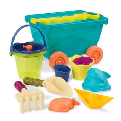 Bild av B. toys sandleksak 11 delar med vagn sandlåda leksak, strand, lekplats hink, spade, sandformar leksak från 18 månader