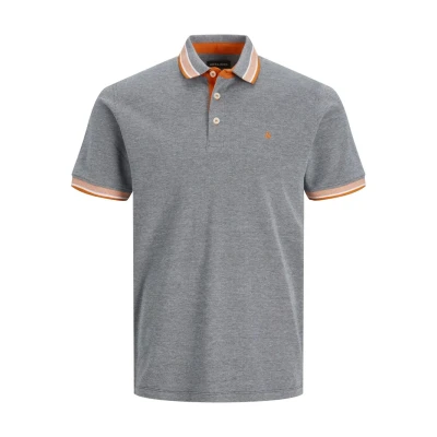 Bild av JACK &amp; JONES Herr Smal Passform Polo Rand JJEPAULOS Ensam Sommar Skjorta Krage Kort Ärm Basic Pique Bomull, Color:Grey, Size:XS