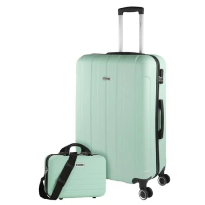 Bild av ITACA Uppsättning av 2 styva reseväskor 4 hjulvagn 55/73 cm ABS. Resistent och lätt. Hantera hänglåshandtag. Liten medium stor stuga. 771100, Mynta