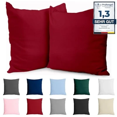 Bild av Dreamzie Kuddfodral 80x80 Renforcé Bomull (Set om 2) Burgundy Tätt vävd med 57 trådar/cm² Kudde 80 x cm Oeko Tex certifierad