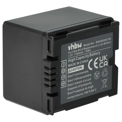 Bild av Li ION batteri 1100mAh (7,2V) Kompatibel med PANASONIC ersätter CGA DU07 / DU14 DU21 CGR DU06 VW VB070 VBD140 VBD210