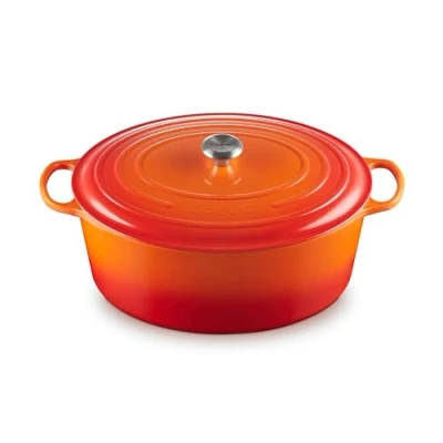 Bild av Le Creuset Signature oval gjutjärnspanna med lock, 40 cm, 13,9 L, ugnsröd, 21178400902430