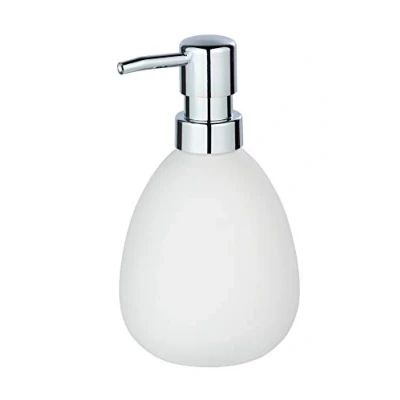 Bild av WENKO tvåldispenser Polaris, påfyllningsbar för flytande tvål och lotion av högkvalitativ keramik, 9,5 x 16 9 cm, kapacitet 390 ml, vit matt