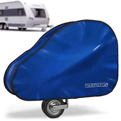 Bild av Tarpofix® dragstångsskydd husvagn av PVC presenningsmaterial dragstångskåpa släpvagn med dubbelklickstängning dragkrokskoppling skydd vattentätt universellt personbilskydd, släpstång
