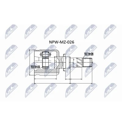 Bild av NTY NPW MZ 026 Tête de Cardan boîte automatique du côté vitesses MAZDA: 3 5 portes