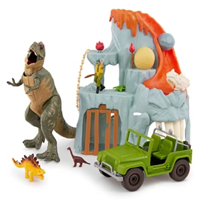 Bild av Terra Dinosaurie Leksaksset vulkan, T Rex med ljus och ljud, dino ägg, lastbil, minidinosaurie actionfigur för barn från 3 år