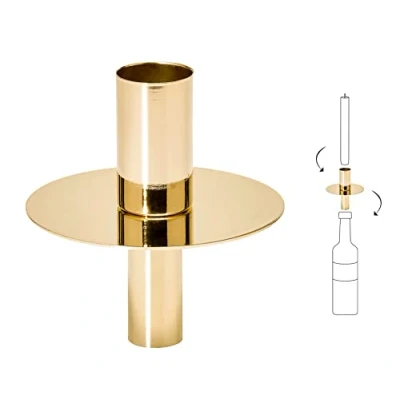 Bild av EDZARD flaskfäste för ljus ljusstake, dekorativ ljushållare stånljus, insats flaskor ljusdekoration, ljusstake (H 8 cm) (guld)