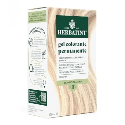Bild av Herbatint Permanent hårfärgningsgel 10N platinablond 170 ml Ammoniakfri, 100% vitt hårskydd för känslig hud, med 8 naturliga ekologiska extrakt
