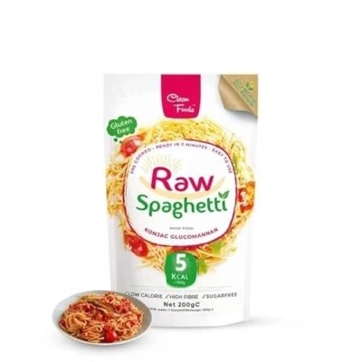 Bild av CleanFoods Rohnnudlar Raw spaghetti 200 g förpackning I Konjac Glucomannan laboratorietestad kvalitet vegansk glutenfri fettfri sockerfri låg kolhalt endast 6 kalorier vardera 100 klar på 2 minuter (3)