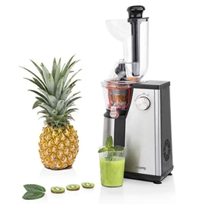 Bild av H.Koenig GSX18 juicepress, slow juicer, 1 l kapacitet, 400 W, droppstoppssystem, med tresterbehållare, rostfritt stål, svart