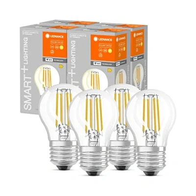 Bild av LEDVANCE Smart LED Lampor med Wifi teknik, E27 sockel, dimbar, varmvitt (2700K), teardroppform, klar glödtråd, ersätter traditionella 40W glödlampor, kontrollerbar Alexa, Google &amp; App, 4 pack
