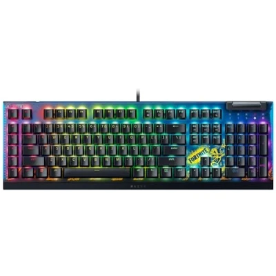 Bild av Razer BlackWidow V4 X Fortnite Edition tangentbord full size med mediavals bakgrundsbelyst USB QWERTY amerikansk tangentbrytare: Yellow