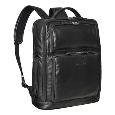 Bild av STILORD &quot;Jayden&quot; businessryggsäck herr läder stor vintage med laptopfack 15 tum DIN A4 dagryggsäck äkta perfekt som arbetsryggsäck uniryggsäck laptopryggsäck, svart, M, Ryggsäck