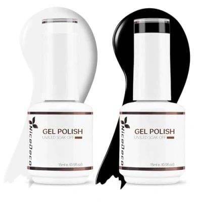 Bild av Nicedeco Gel Nagellack Set, 2x15ml UV/LED Soak Off Polish Nail Art Manikyr Pedikyr för Professionell, Salong &amp; Hemmabruk Långvarig Lätt att Applicera Kit2