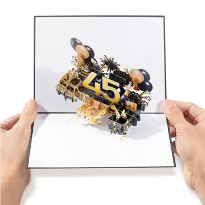Bild av Diese Klappkarten Pop Up 45:e födelsedagskort 50 x 20 cm (19,7 tum 7,9 tum) gigantiskt 3D grattis på för 45 åringar unika stora popup gratulationskort män och kvinnor