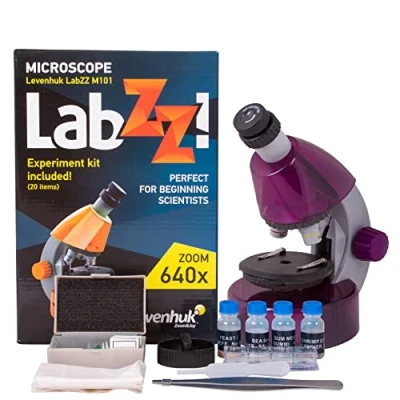Bild av Levenhuk LabZZ M101 Amethyst 40X 640X Beginner Microscope for Kids with Educational Science Kit and Colourful Gift Box Available in 5 Colours