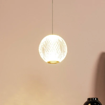 Bild av Lucide Cintra hänglampa LED, Ø 14 cm, transparent/guld, akryl