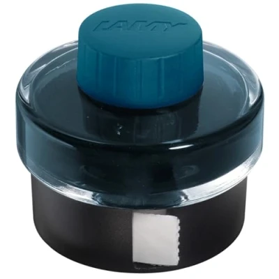 Bild av LAMY T52 bläck petrol 50 ml bläckglas med bläcksamlingsbassäng stativ av plast rulle för raderat papper