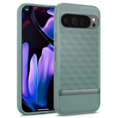 Bild av Caseology Parallax för Google Pixel 9 Pro XL fodral, [fallskydd av militärklass] Ergonomiskt 3D Hexa Cube fodral Sage Green