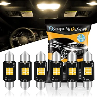 Bild av DEFVNSY paket med 6 Xenon 41 mm 1,61 tum varm vit extremt ljus 400 lumen icke polaritet canbus fel gratis 3020 6SMD LED girlang glödlampor för 211 2 569 578 interiör bilbelysning artighet 6000K