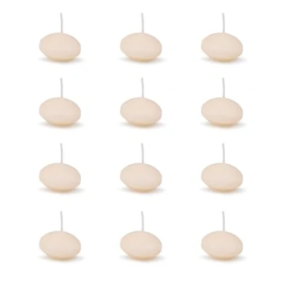 Bild av DONAU HOME Set flytljus/grädde / 12 stycken/2,8 x Ø 4,8 cm/4 timmar brinntid/simljus vax Sans parfym/flytande varma värmeljus stearinljus/för middag, bröllop, alla hjärtans dag