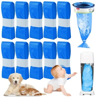 Bild av Förpackning med 10 Doftande kattsand påfyllningspåsar,Kompatibla Dina Standard och Plus Genie Litter Avfallskassetter,Universella Påfyllningspåsar (Blå)