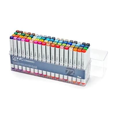 Bild av COPIC Klassisk färgad markörpenna set med 72 A, för konst och hantverk, färgning, grafik, markering, design, anime, professionella nybörjare, konsttillbehör målarböcker