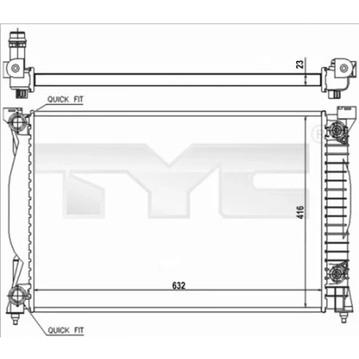 Bild av TYC 702 0014 R Radiateur du moteur 632 416 23 Boîte automatique ailettes jointes mécaniquement AUDI: A4 B6 Avant, Berline, A6 C5 Avant