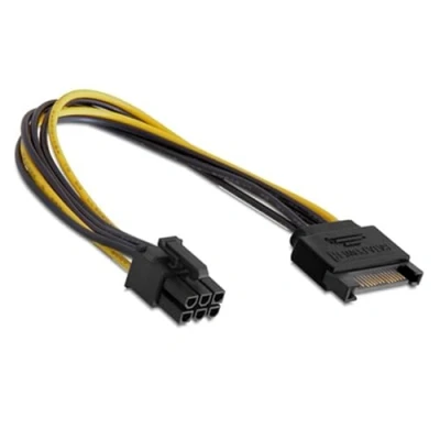 Bild av Bolwins K26S SATA till 6 stifts PCI Express strömkabel adapter 15 cm för grafikkort, PCIe PC