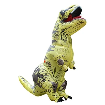 Bild av JASHKE Utomjording dräkt, T rex kostymer, uppblåsbar dinosauriekostym, maskeraddräkt för vuxna (gul)