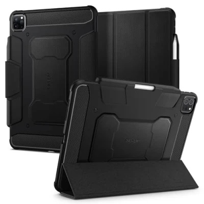 Bild av Spigen Tough Armor Pro designad för iPad 11 3: e / 2: a 1: generationen fodral 2021/2020/2018 med pennhållare Svart
