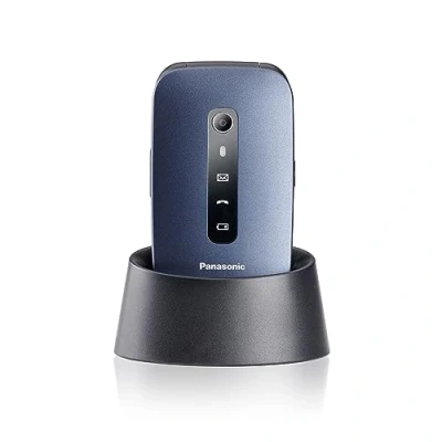 Bild av Panasonic KX TU550EXC 4G Essentials Clamshell mobiltelefon för seniorer, 1,2 MP kamera, seniortelefon med stor 2,8 tums skärm, 300 timmars standby tid, blå