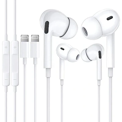 Bild av Apple hörlurar med kabel 2 stycken, [MFi certifierade] In Ear Lightning kompatibla iPhone 14/13/12/11/X/Pro/Pro Max Ipad