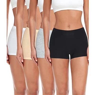 Bild av wirarpa Pojkshorts för kvinnor, trosor, bomull, underkläder, boxershorts med bomullsgren, 4 pack, 3XL