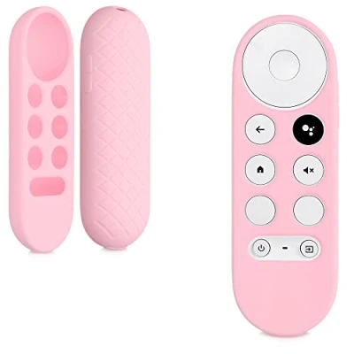 Bild av kwmobile Fodral kompatibelt med Google Chromecast 2020 4K / 2022 HD TV fjärrkontroll silikonfodral dammstötskydd rosa ränder antikt