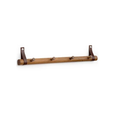 Bild av EKTA Handvaerk Rack Dot Krokar Smoked oak &amp; leather 4 Dots L: 51,5 cm