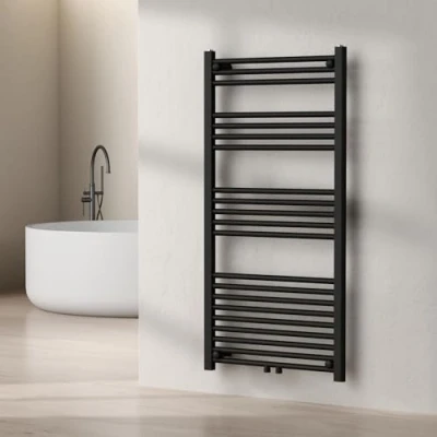 Bild av [neu.haus] Handdukstork för badrum Radiator Varmvatten Handduksvärmare 120 x 60 cm Central Låg anslutning Svart