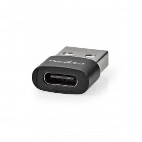 Bild av Nedis USB A adapter 2.0 kontakt C™ uttag 480 Mbps rund nickelpläterad svart låda