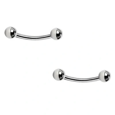 Bild av DENI 2 piercingar nippel pojke, banan, lång 10mm och tjocklek 1,2mm, 3mm bollar., Silver